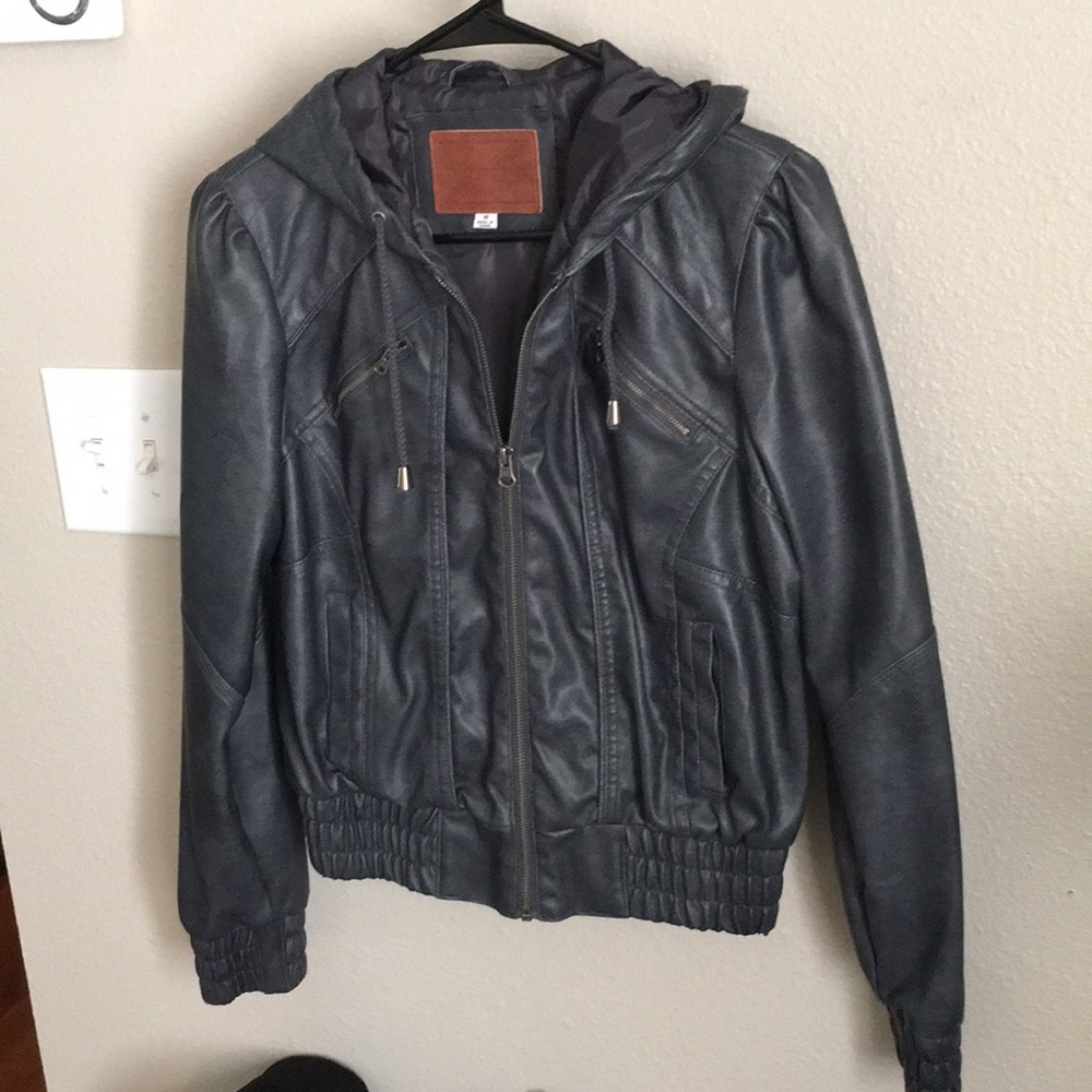 Blue/gray faux leather jacket